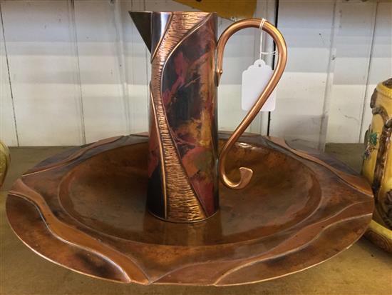 1960s copper enamel dish & jug